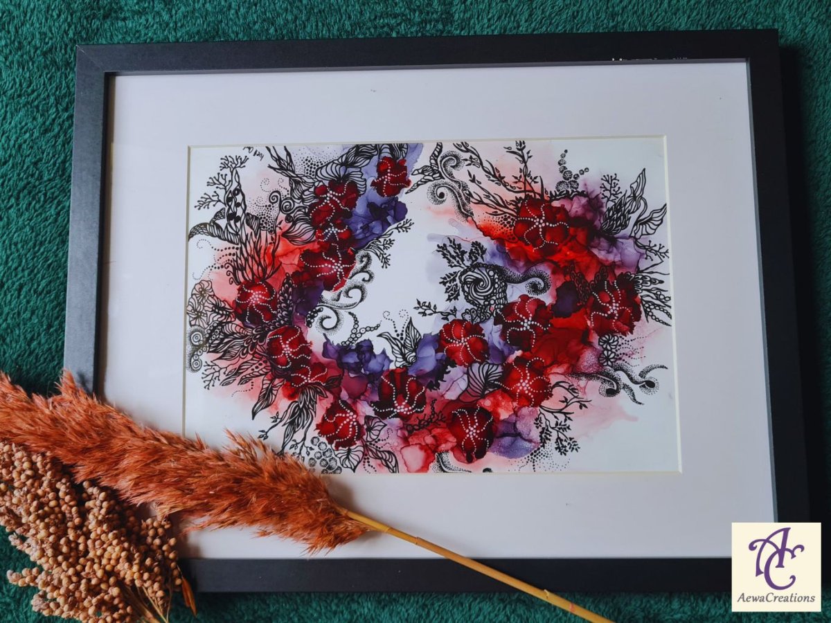 Original Abstract Wall Art – “Floral Wreath” – Hand-Painted in Ireland - Image 2