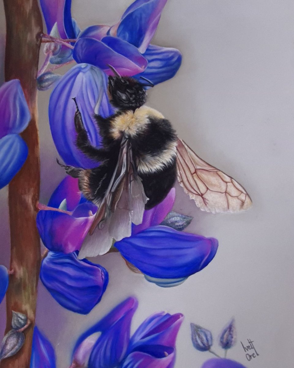 Buzz & Blooms Original Soft Pastel Painting - Image 2