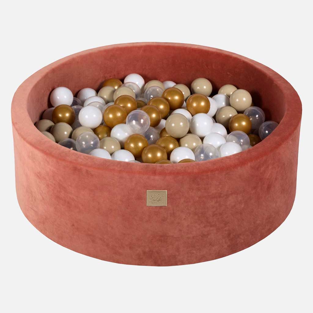 Red Ball Pit – Ball Pit in Marsala Red Velvet with 200 Balls – 90cm x 30cm - Image 2